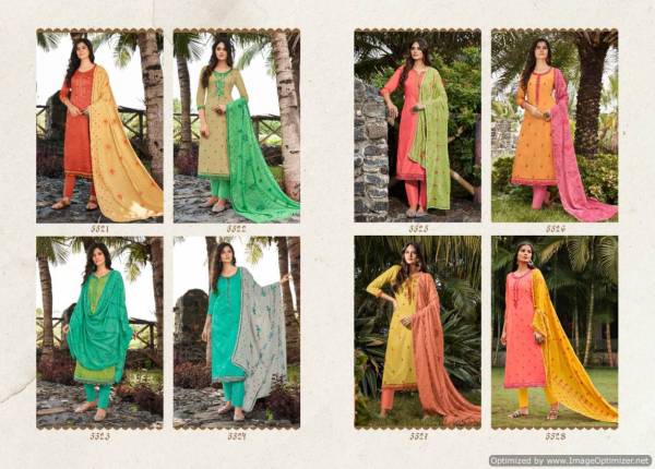 Kessi Taj 2 Jam Silk Embroidered Designer Dress Material